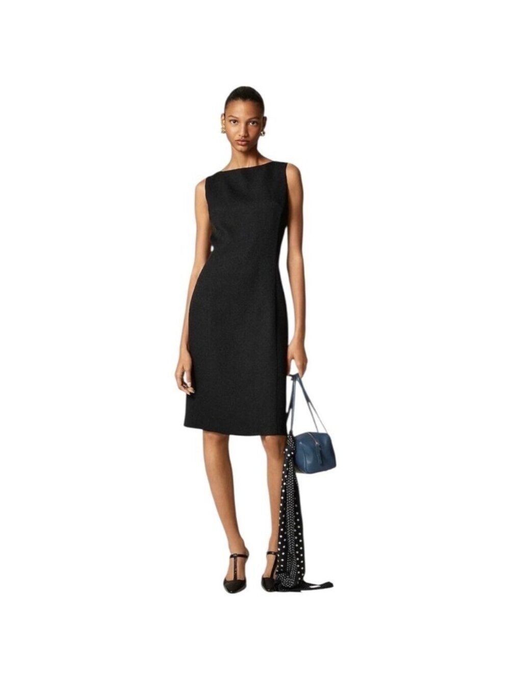 NWT J. CREW Seamed Sheath Dress in Boucle Black, Size 14